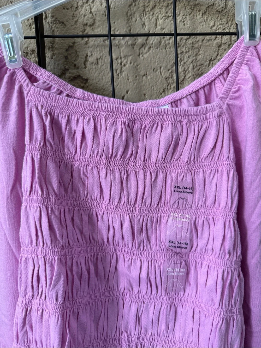 New Gap Girls Lilic  Smocked Long Sleeve Top
